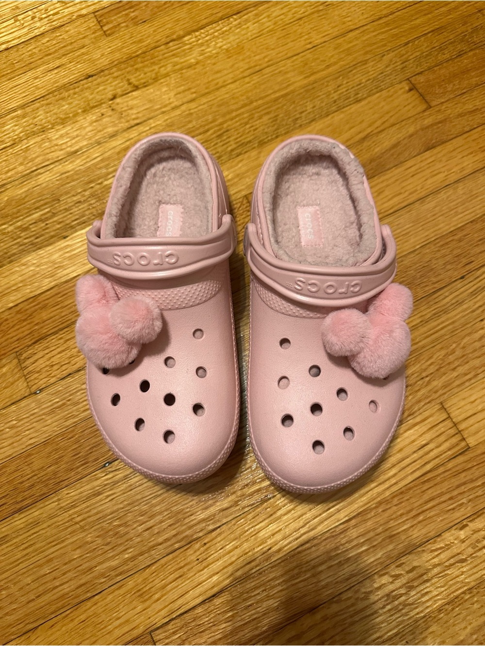 Disney pink Mickey fur crocs